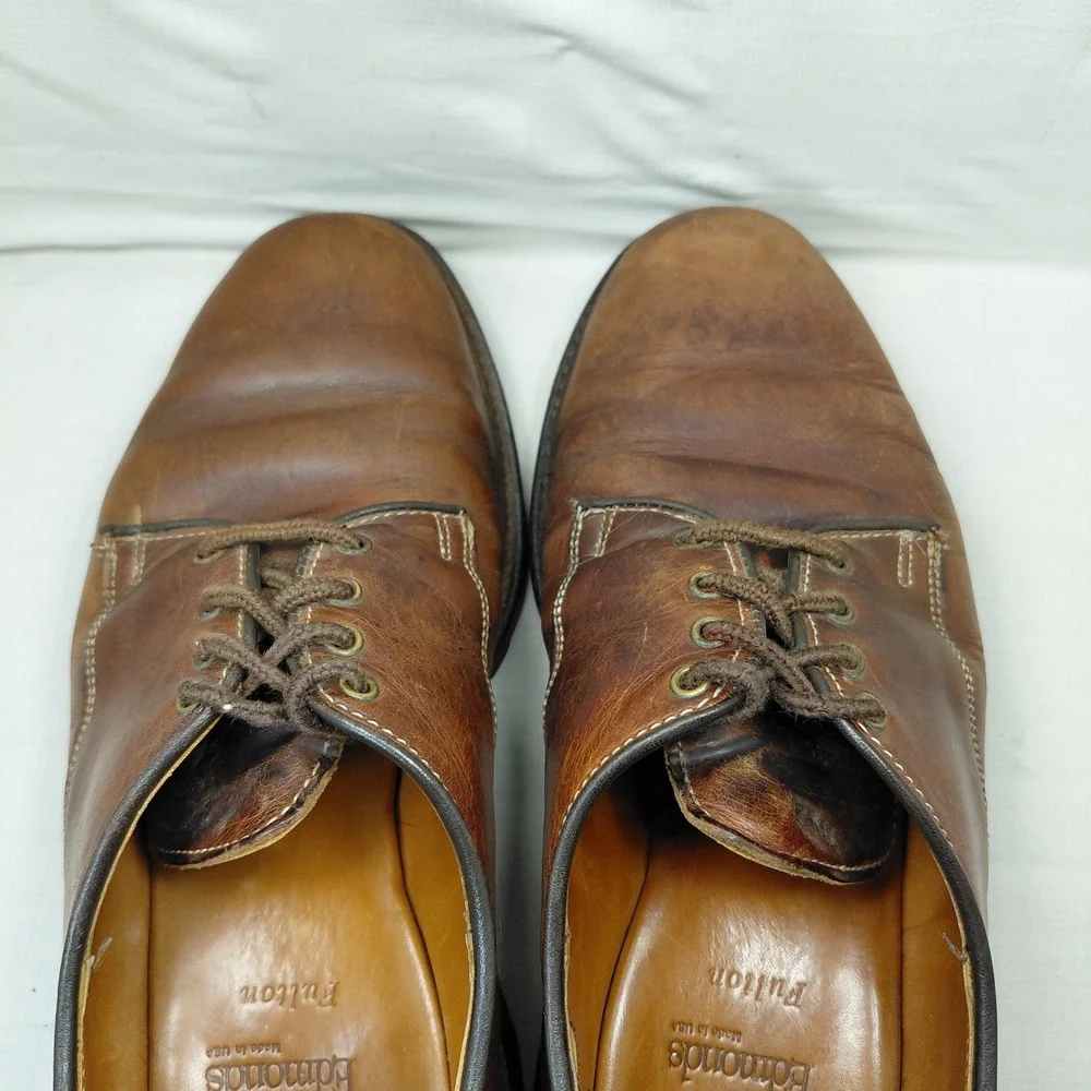 Allen Edmonds Fulton Mens 8.5 D Brown Leather Plain Toe Derby Shoes 6221 USA